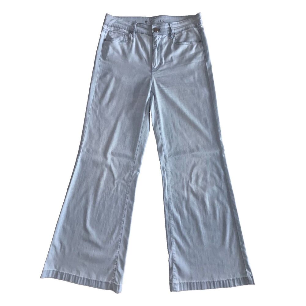 White House Black Market Wide Leg Blue Lyocell Chambray Pants Size 4